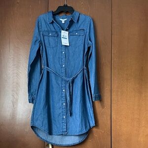 Calvin Klein Big Girls NWT Sz 16 XL Blue Denim Shirt Dress Ret $59